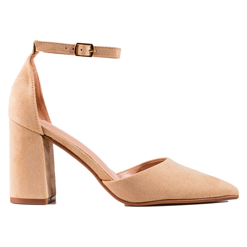 Ženske bež salonke Shelovet od brušene kože