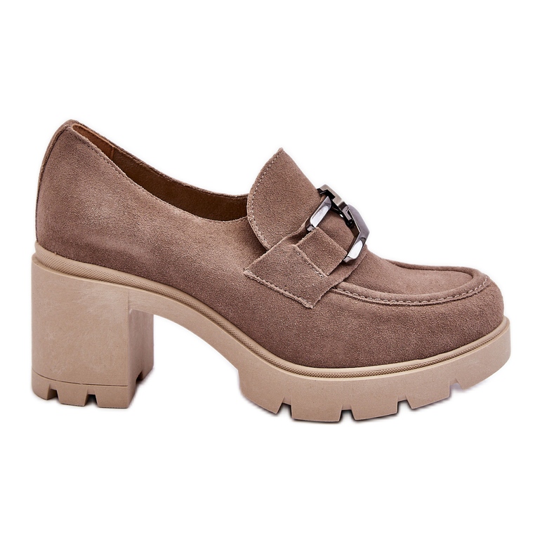 Lemar Elegantne broge na petu s tamno srebrnim bež ukrasom Harmell