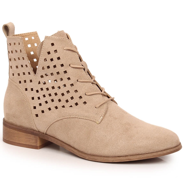 Potocki SZ12089 bež ravne ravne čizme od antilopa