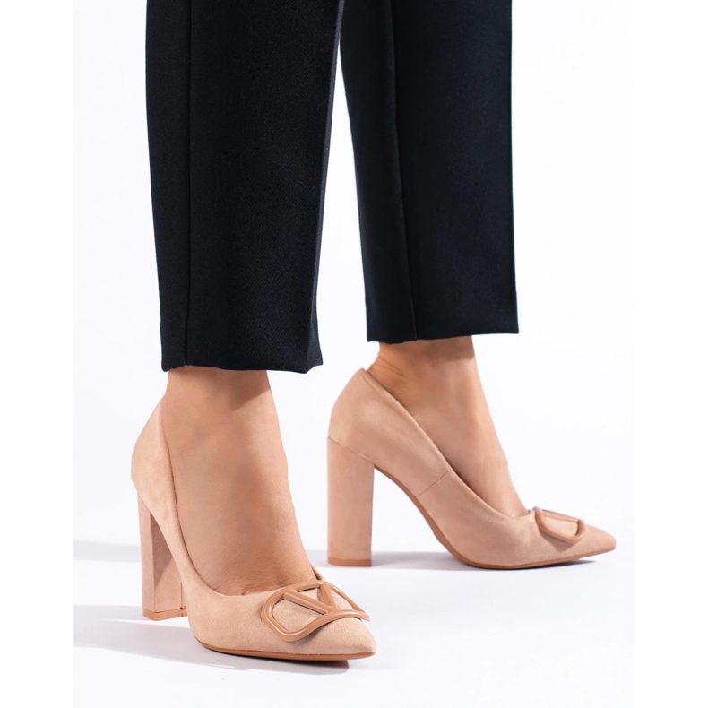 Ženske Vinceza salonke od brušene kože bež boje