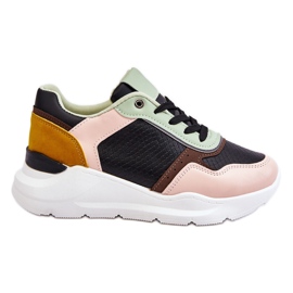 PG1 Ženske kožne tenisice s platformom crno-zelene Chaya crna