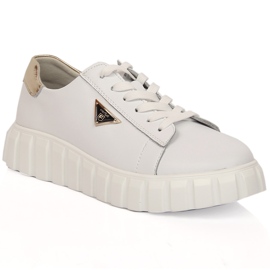 Ženske kožne cipele na platformu bijele Filippo DP4138/23 bijela