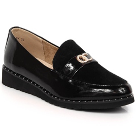 Ženske kožne cipele s cirkonima Filippo DP1515/23 crna