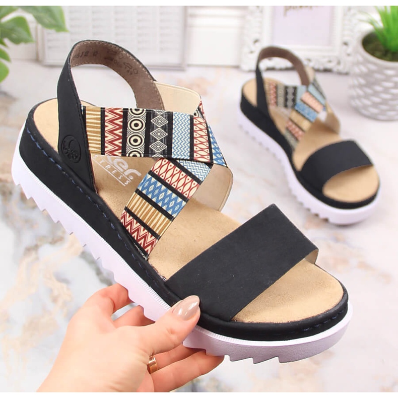 Udobne ženske sandale na wedge više boja Rieker V44G8-14 raznobojna