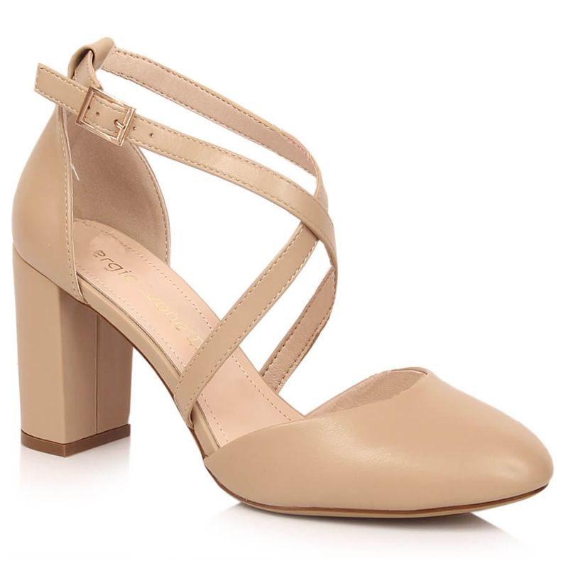 Sergio Leone SK863 ženske sandale za kavu na visoku petu bež