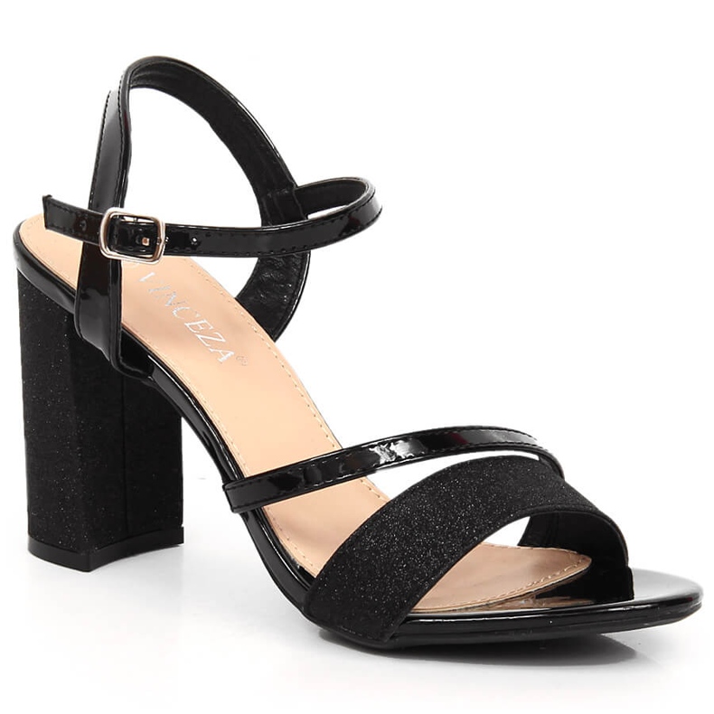 Ženske brokatne crne sandale na post Vinceza 2255 crno
