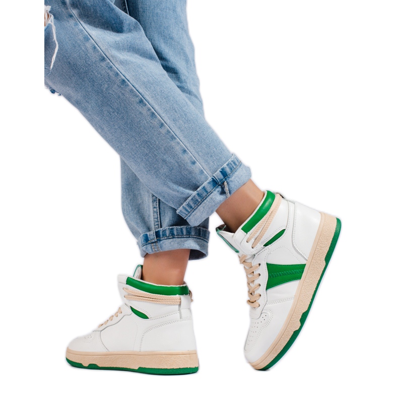 Shelovet ženske tenisice visoke bijele i zelene boje bijela