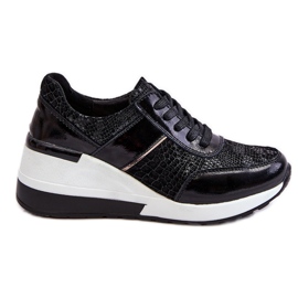 S.Barski Crosby ženske kožne tenisice na wedge crne crna