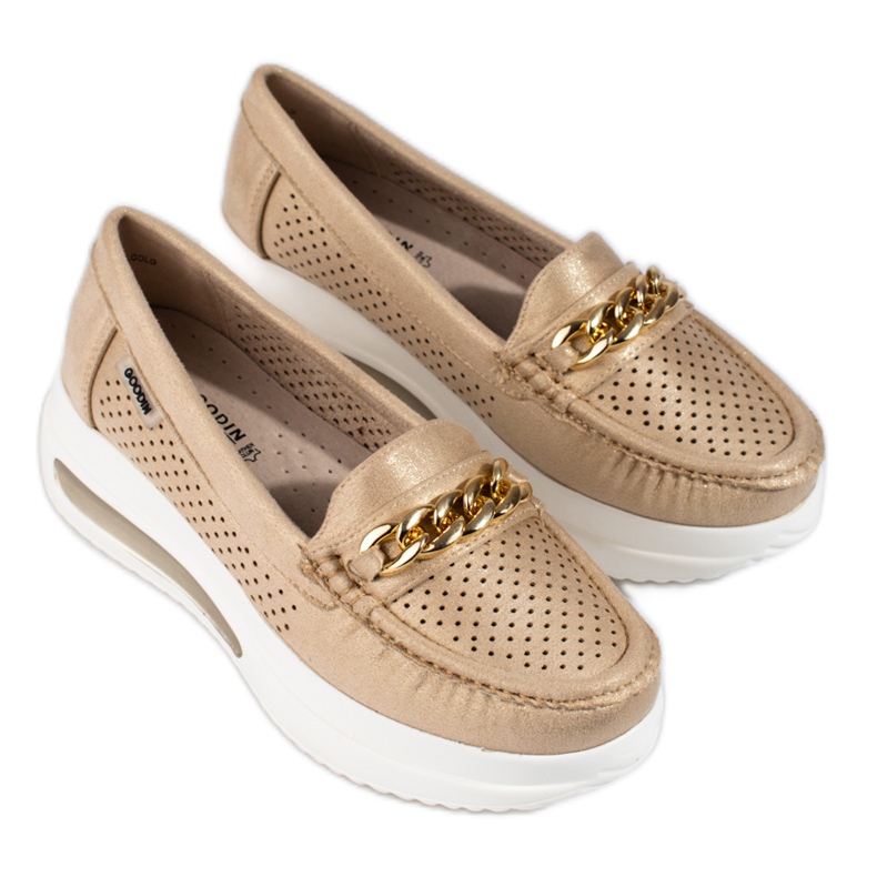 SHELOVET Ženske zlatne natikače Slovet na platformu zlatna