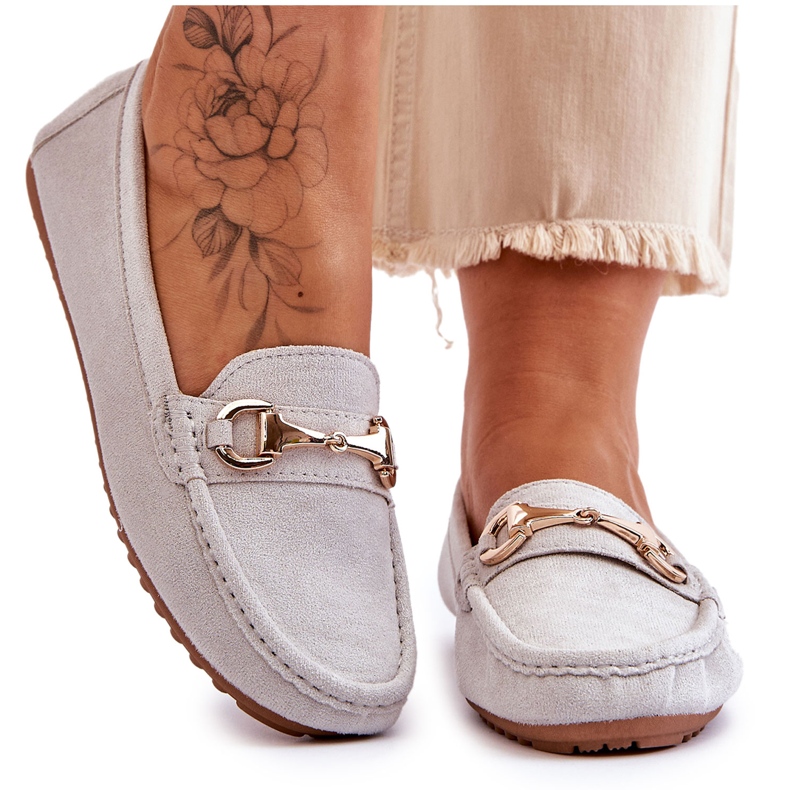 FC3 Klasične natikače od brušene kože s ukrasima u Arla sivoj boji siva