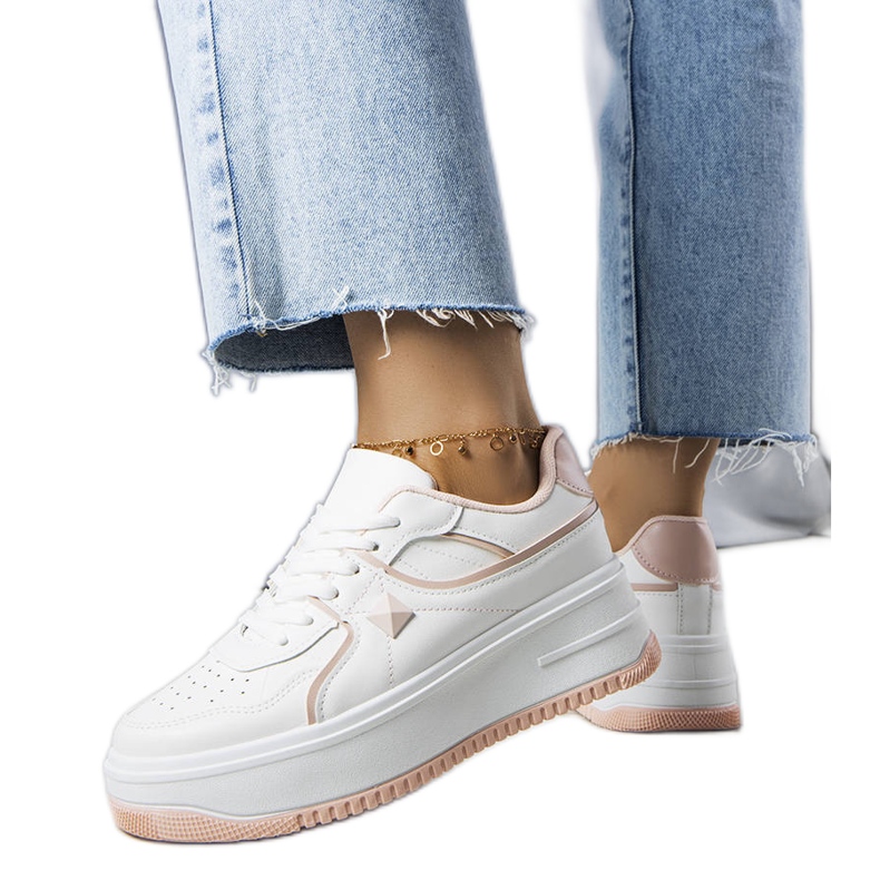 Bijelo roze tenisice na Lepage platformi bijela