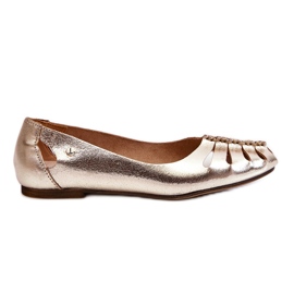 Lemar Udobne kožne ženske balerinke Golden Luka zlatni