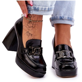 S.Barski Kožne cipele na masivnu petu crne Maximo crna