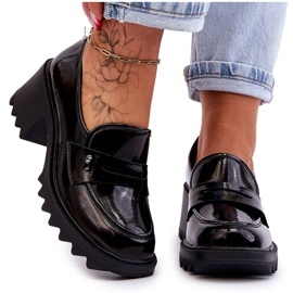 S.Barski Lakirane mokasinke na petu Black Jay crna