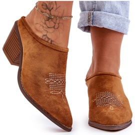 BM Ženske Camel kaubojske papuče Romina od brušene kože smeđa