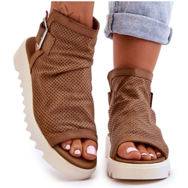 BM Ženske sandale s gležnjačama Camel Adonis smeđa