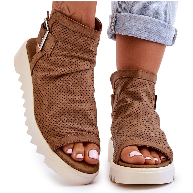 BM Ženske sandale s gležnjačama Camel Adonis smeđa