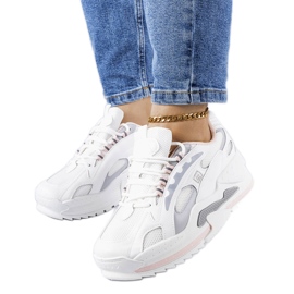 PA1 Bijele i ružičaste tenisice na wedge brenda Germain bijela ružičasta srebro