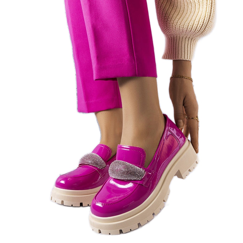 Ružičasti lakirani brogovi s kubičnim cirkonima iz Moussa ružičasta