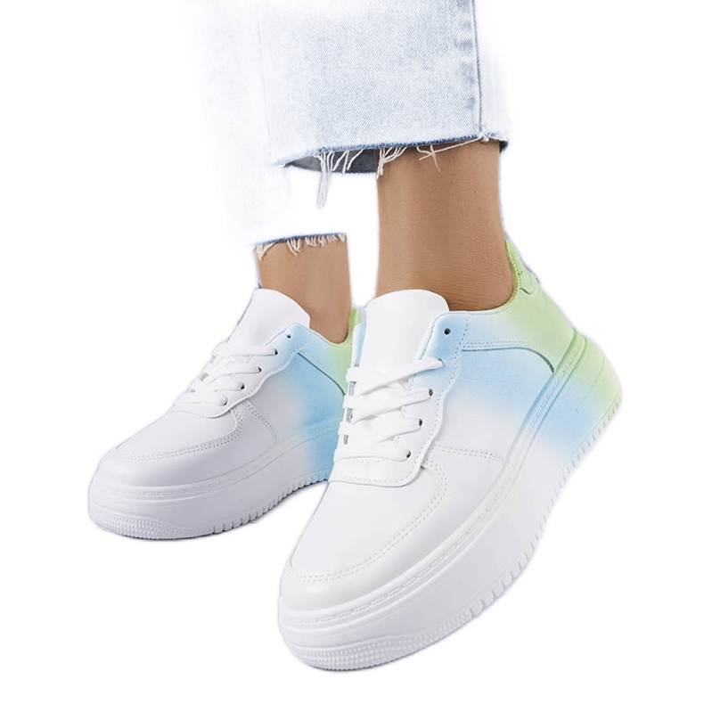 PA1 Bijelo-zelene platform tenisice marke Lance bijela plava zelena