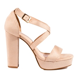 Shelovet bež sandale na visoku petu