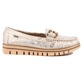 Ženske bež mokasine na platformi Shelovet zlatni