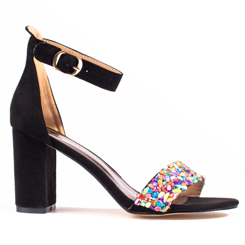 Elegantne crne sandale s perlama marke Shelovet crno