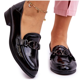 Vinceza Crne Marra lakirane mokasine s ravnom petom crna