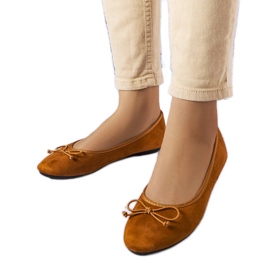 Smeđe balerinke s Chandonnet mašnom smeđa