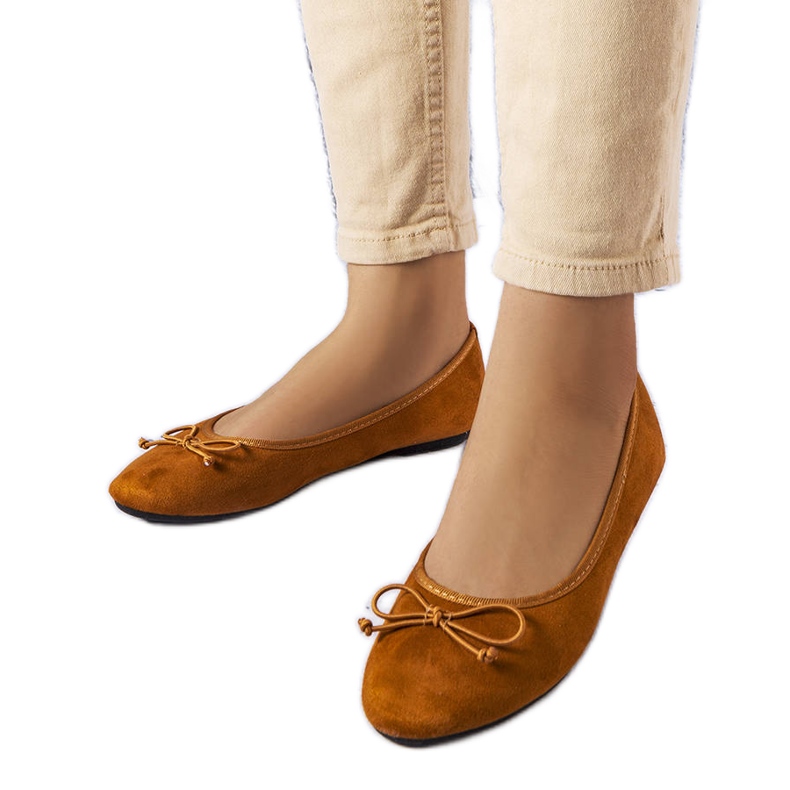 Smeđe balerinke s Chandonnet mašnom smeđa