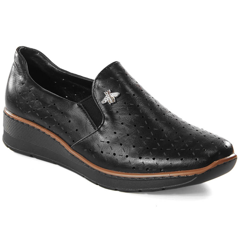 Ženske crne ažurne cipele na wedges Jezzi MR1840-12 crno