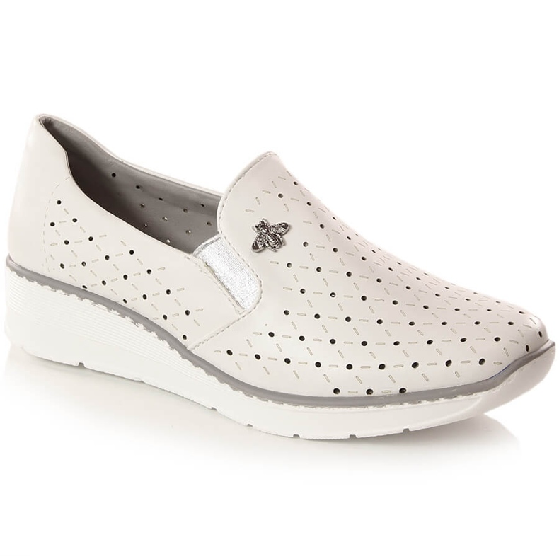 Ženske ažurne cipele na klin bijele boje Jezzi MR1840-12 bijela