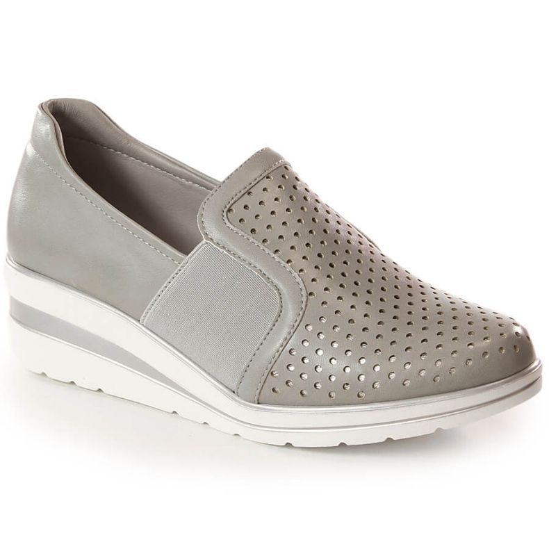 Ženske ažurne cipele na wedges sive Jezzi MR1738-17 siva
