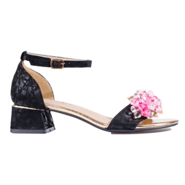Ženske Shelovet crne sandale na nisku petu crna