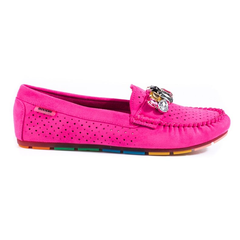 Ružičaste ženske ažur natikače s kristalima Shelovet antilop ružičasta