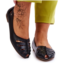 Lemar Udobne kožne balerinke za žene crne Luke crno