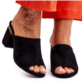 Vinceza Ženske papuče s visokom petom od brušene kože crne Carter crno
