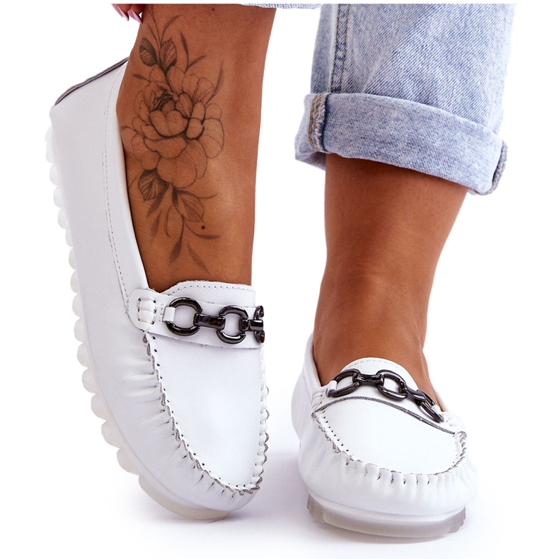 Vinceza Ženske udobne kožne mokasine bijele boje Miguel bijela