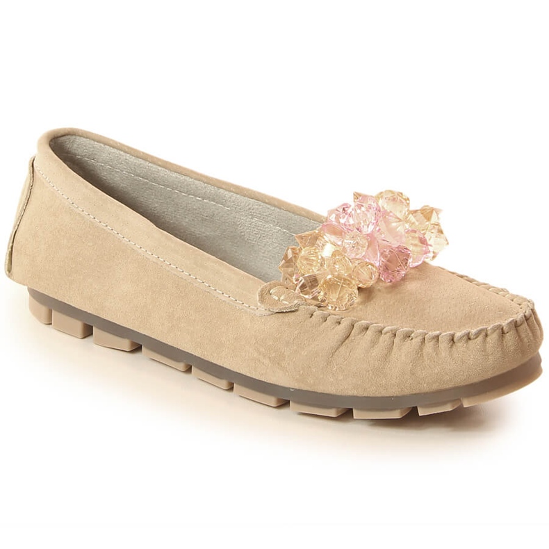 Ženske kožne natikače s bež Filippo DP4549 kristalima