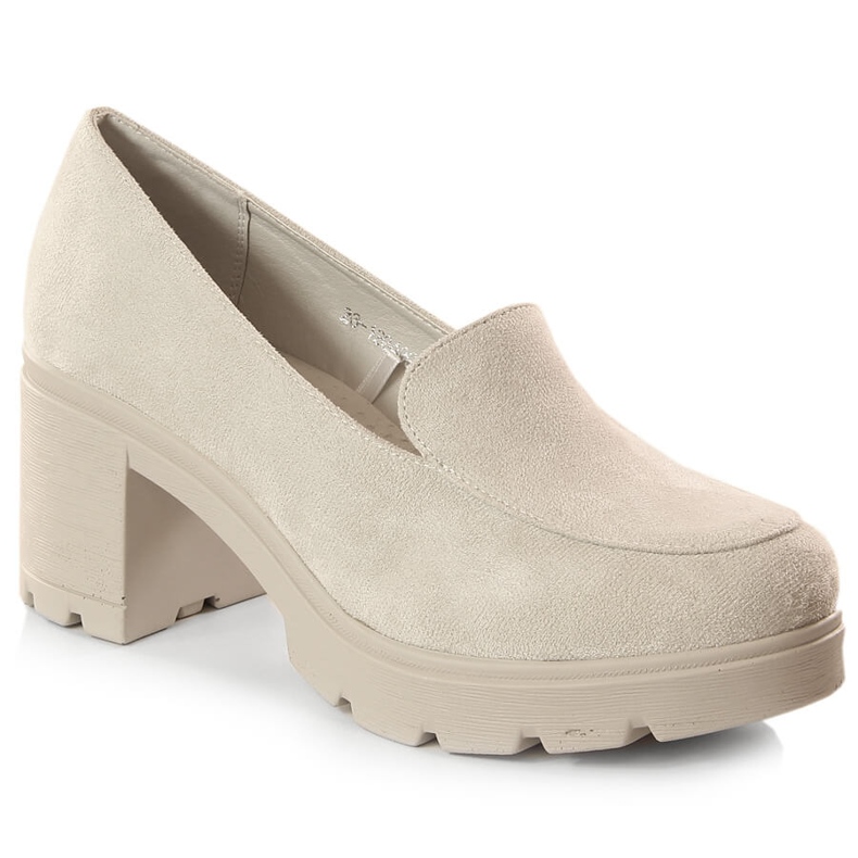 Ženske cipele s visokom petom od brušene kože i sive platforme Potocki SZ12040 bež siva