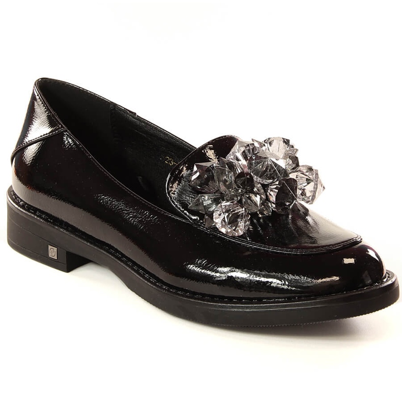 Lakirane ženske cipele s crnim kristalima Potocki SZ12043 crno