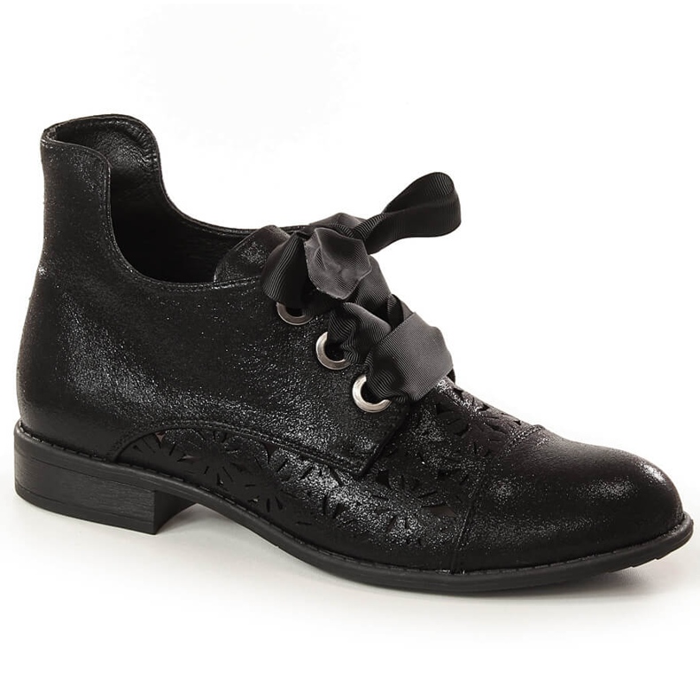 Ženske ažurne ravne crne čizme Jezzi ASA142-6A crno