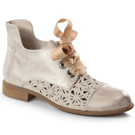 Ženske ažurne zlatne čizme na ravnu petu Jezzi ASA142-6A zlatni