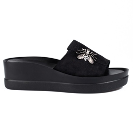 Crne ženske papuče na udobnoj shelovet klin crna