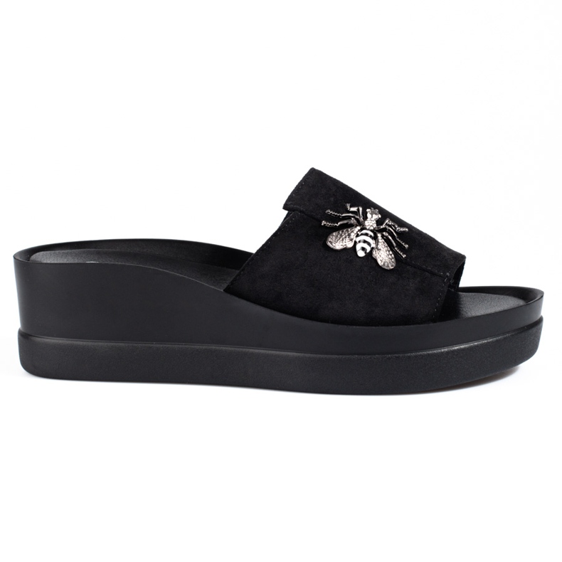 Crne ženske papuče na udobnoj shelovet klin crno