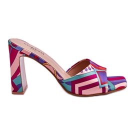 FS1 Ljubičaste ženske papuče s uzorkom na petu Adelise ljubičasta višebojan