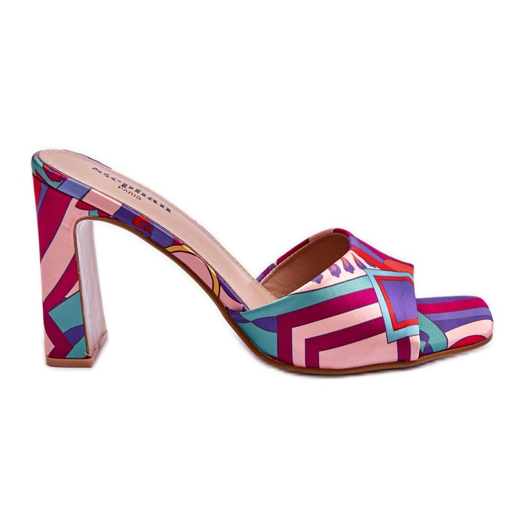 FS1 Ljubičaste ženske papuče s uzorkom na petu Adelise ljubičasta raznobojna