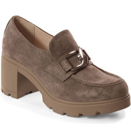 Cipele od brušene kože Potocki W WOL135 s kopčom i platformom bež