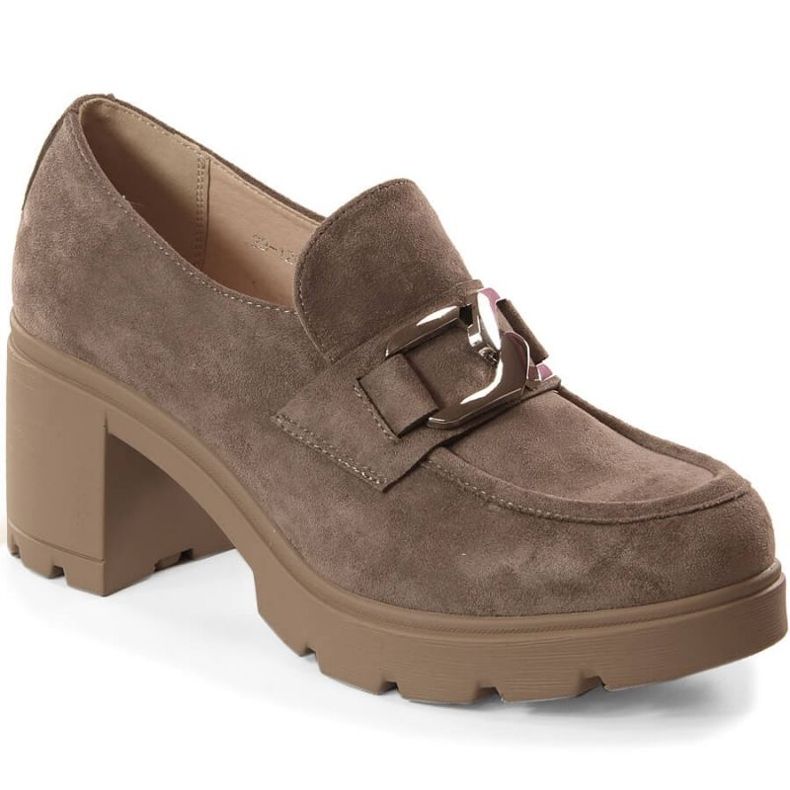 Cipele od brušene kože Potocki W WOL135 s kopčom i platformom bež