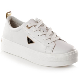 Ženske kožne cipele na platformu bijele Filippo DP3533/23 bijela